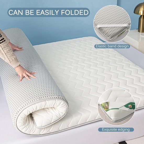 Japanse futonmatras - Vloerbed matras - Ruimtebesparend slapen - Ademend en opvouwbaar - 100 x 200 cm - Grijs — afbeelding 4