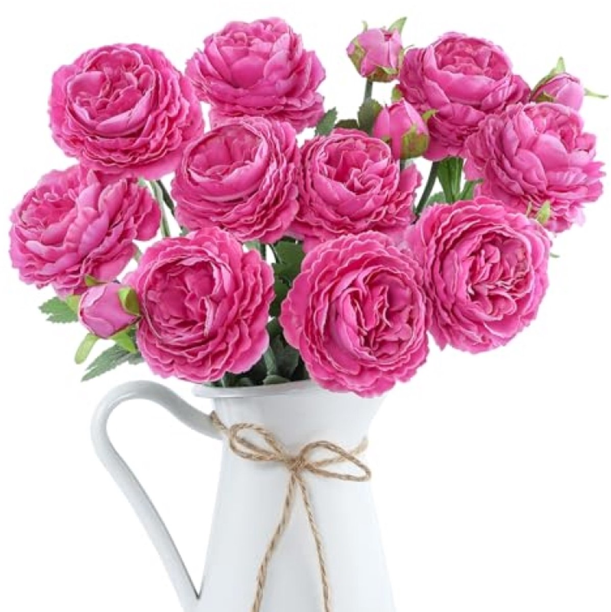 6 kunstpioenrozen paars - zijden bloemen met flock - 49 cm - boeket voor bruiloft, tafeldecoratie, woonkamer