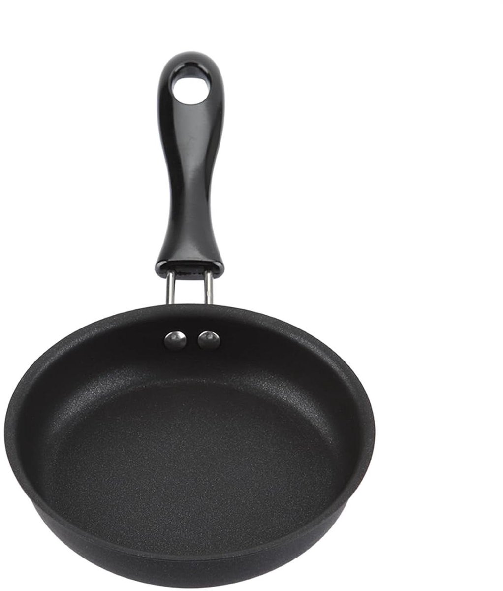 Mini Koekenpan - Eierpan - Ontbijt Maken - Ergonomisch Handvat - 12cm Diameter - Zwart