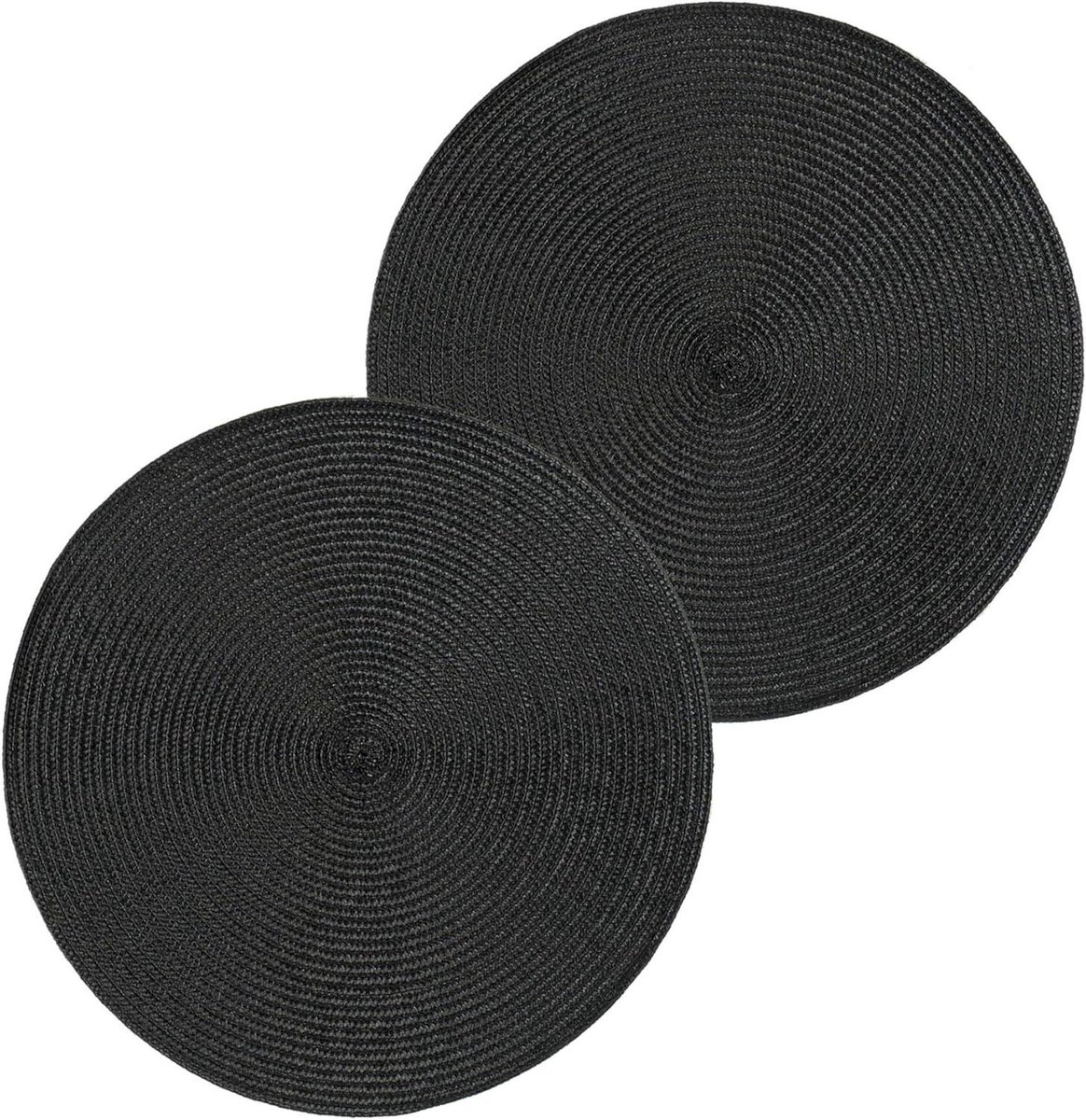 Placemat set - Tafelonderlegger - Eettafel decoreren - Gevlochten look - 2 stuks 35 cm - Zwart