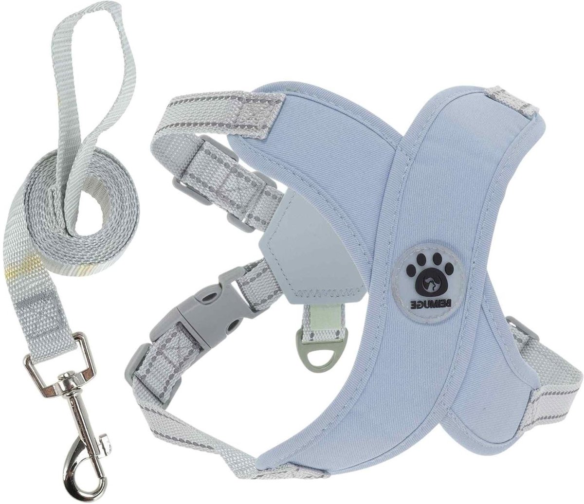SnelShoppen - Hondentuigje met Hondenriem Set, Verstelbaar Anti-Trek Borstharnas voor Middelgrote Honden en Puppy’s, Ademend Hondenvest met Riem in Bl