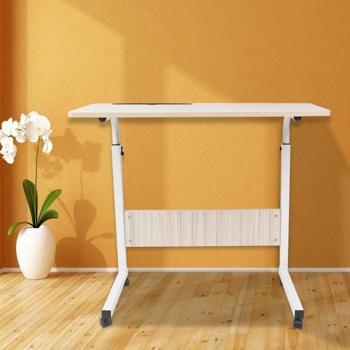 Laptop bureau - Bedtafel - Werken en eten - Verstelbare hoogte - 90x46cm - Donker notenhout