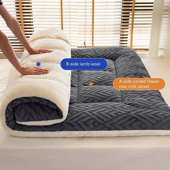 Opvouwbare Matras - Gast Matras - Comfortabel Slapen - 10 Cm Dik - 90 X 200 cm - Grijs — afbeelding 4