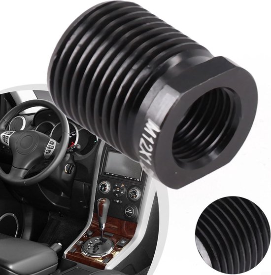 Schakelknop Adapter - Versnellingspook Houder - Auto Interieur Upgrade - Aluminiumlegering Materiaal - M8 tot M14 - Zwart — afbeelding 2