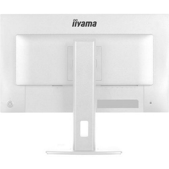Achterkant van de witte iiyama ProLite monitor met kabelgoot en ventilatieroosters.