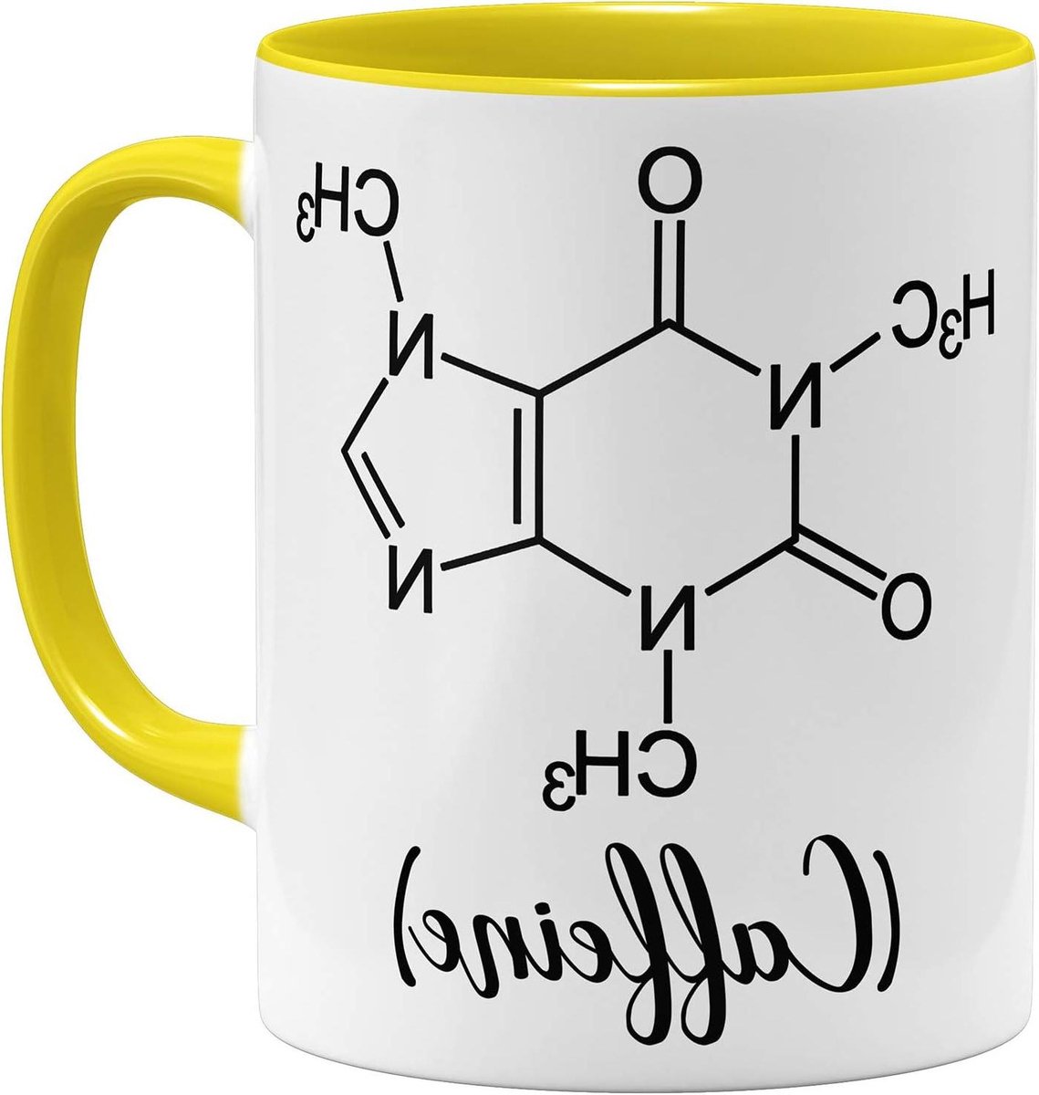Molecuul Mok - Koffie Mok - Dagelijks Gebruik - Dubbelzijdig Bedrukt - 325 ml - Geel