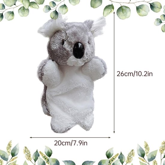 Handpop Haai - Pluche Dier - Verhalen Vertellen - Zacht PP-katoen - 25 cm - Grijs — afbeelding 2