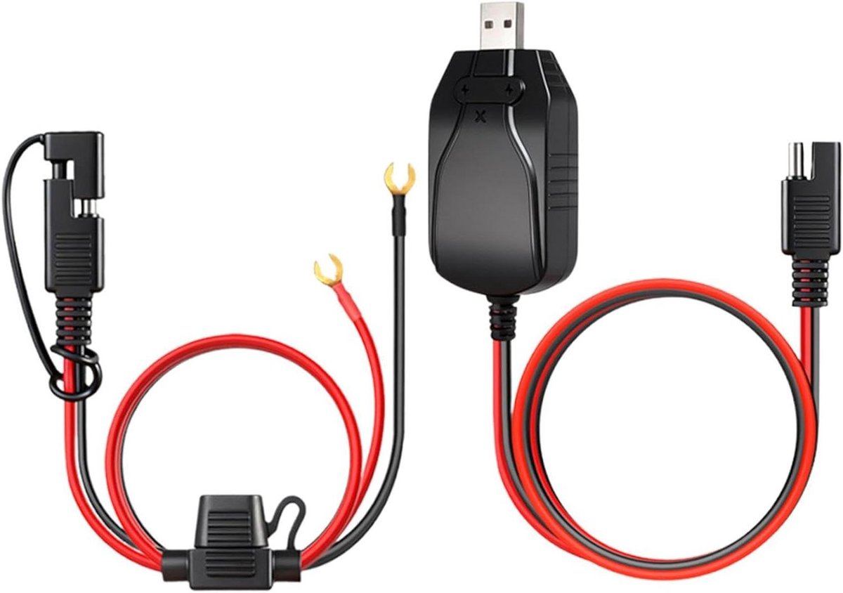 Acculader Motorfiets - Slimme Druppellader - Accu Onderhoud - Veilig Laadsysteem - 12V - Zwart
