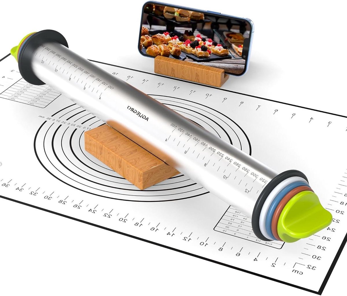 Deegroller met Ringen - Bakgereedschap - Bakken en Taarten - Verstelbare Dikte - 345 cm - Veelkleurig