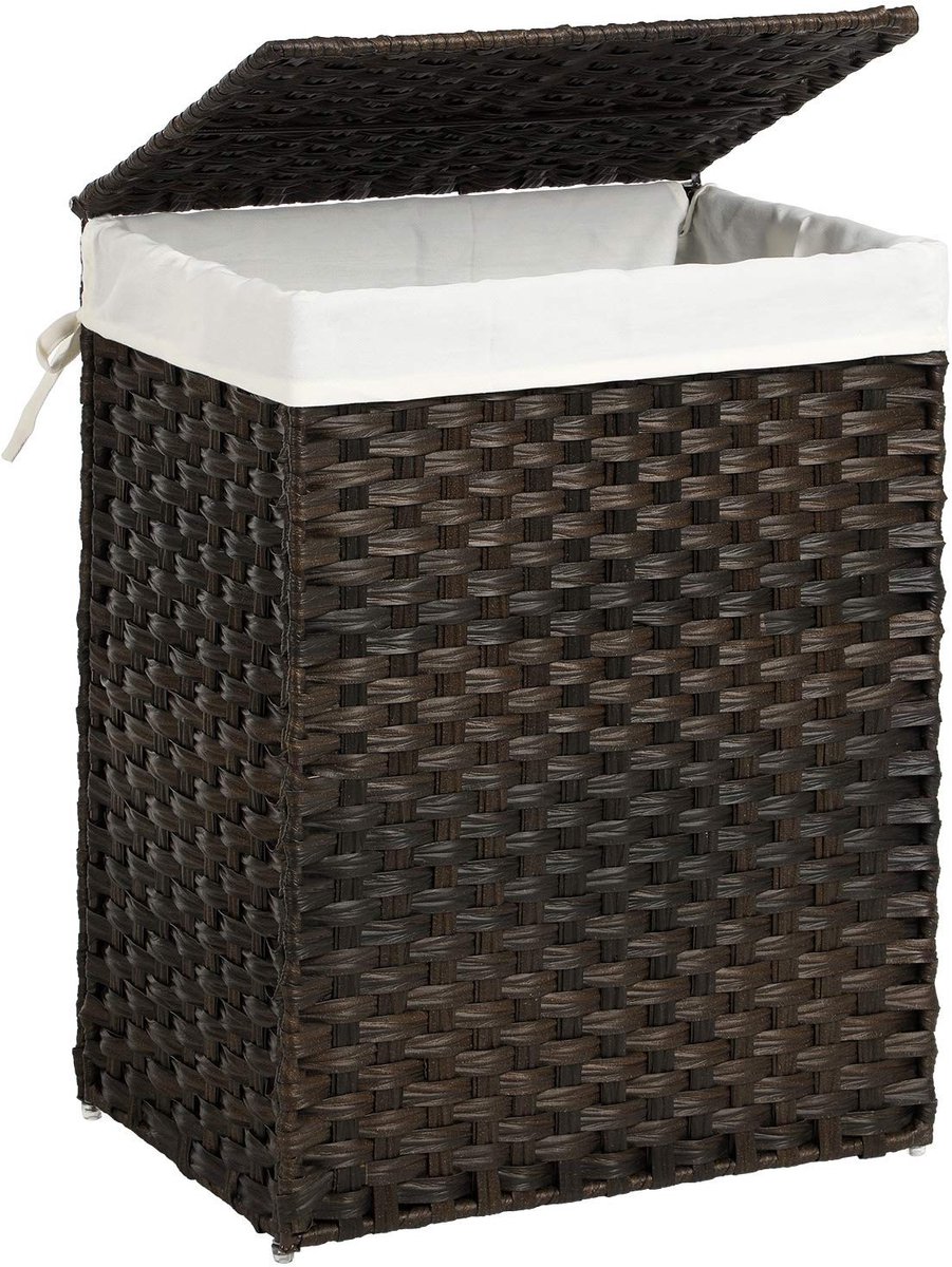 Dailygoods - Handgeweven Wasmand 90 L met Deksel en Handvatten
