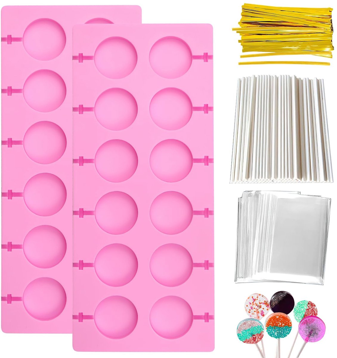 Dailygoods - Lollipop Vorm Siliconen met Sticks en Zakjes