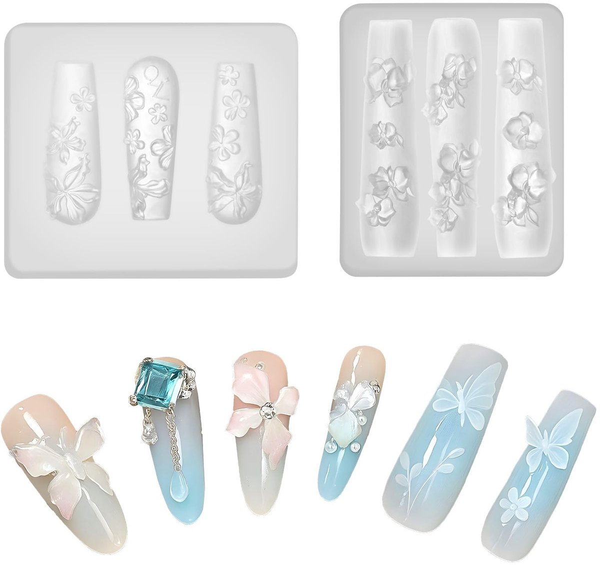 Dailygoods - 2 Siliconen Nagelmallen voor 3D-Bloem Nageldesign