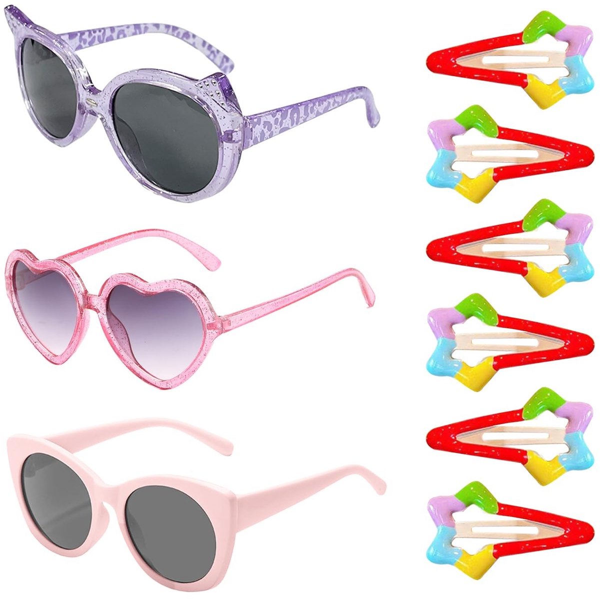 Dailygoods - Set van 3 Kinderen Zonnebrillen met Haarspeld
