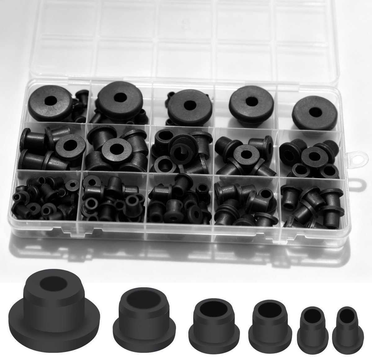 Dailygoods - Set van 115 Siliconenrubberen Doorvoertules in 6 Maten