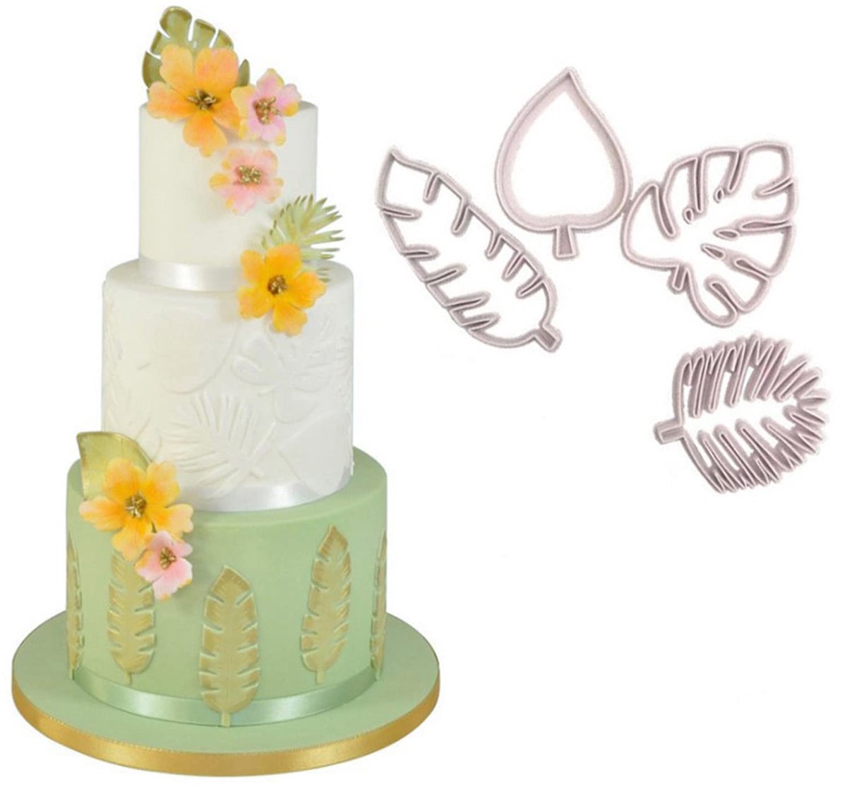 Dailygoods - Set van 4 Tropische Palmblad Koekjesuitstekers