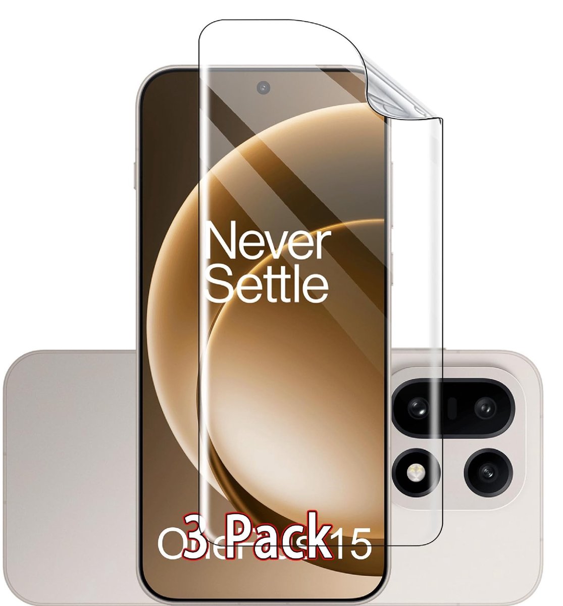 Dailygoods - Flexibele TPU Schermbeschermer voor OnePlus 15, 3 Stuks