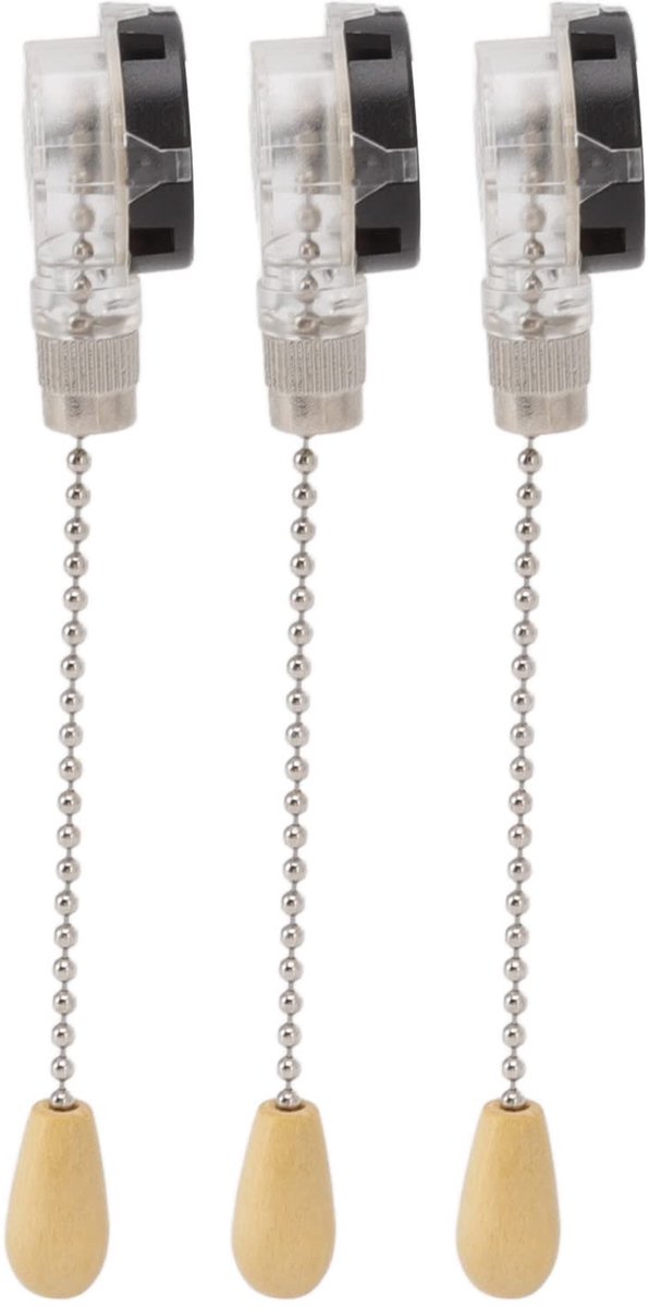 Dailygoods - Set van 3 Trekkettingschakelaars voor Plafondventilatoren