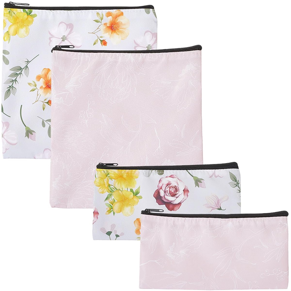 Dailygoods - Set van 4 Herbruikbare Snackzakken met Bloemenpatroon