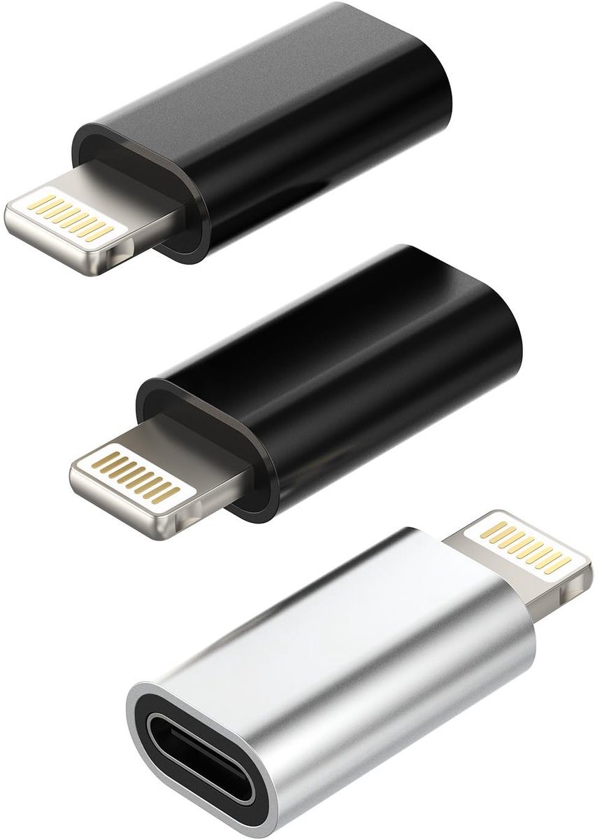 Dailygoods - Set van 3 USB-C naar Lightning Adapter voor Opladen