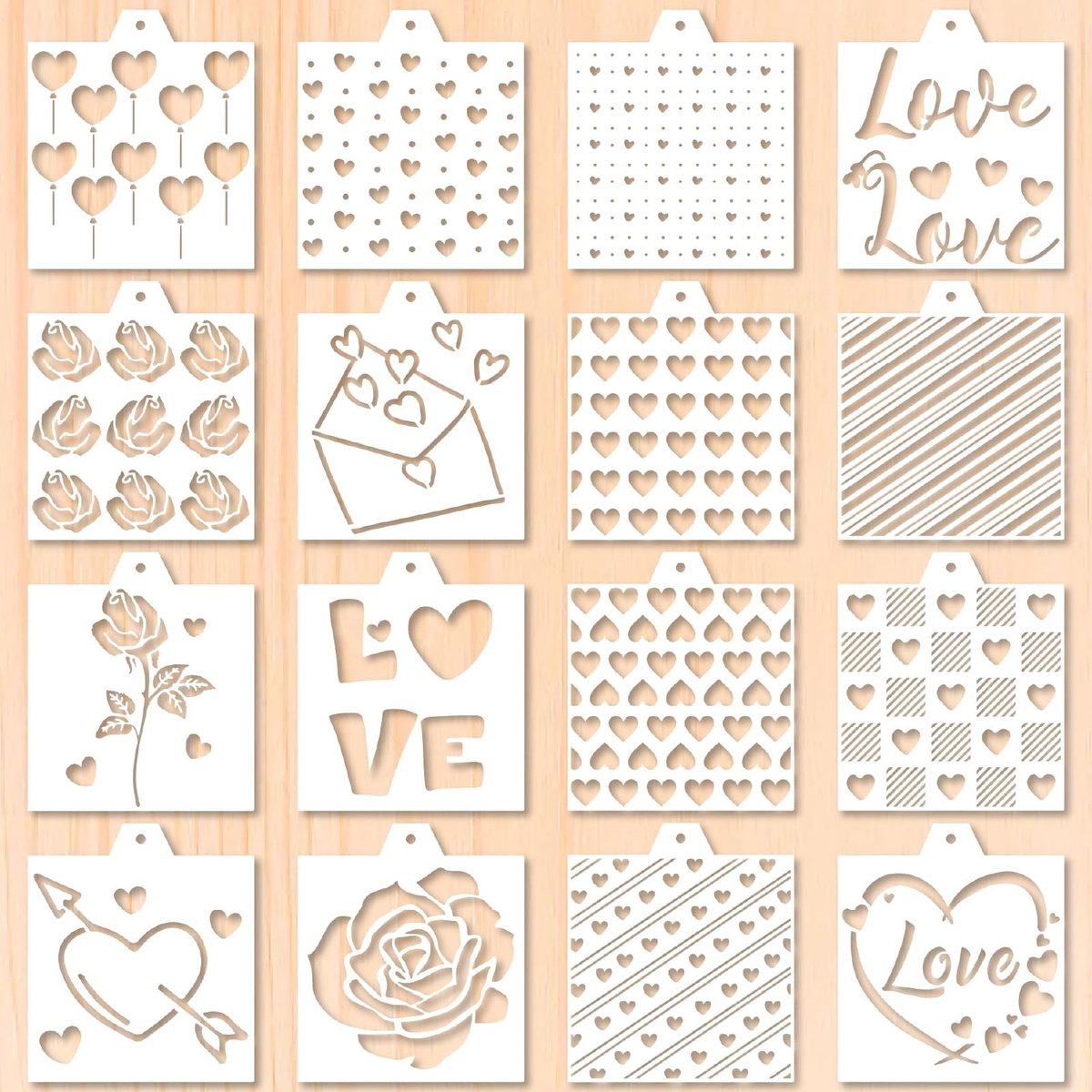 Dailygoods - Set van 16 Hart Koekjes Stencils voor Bakken