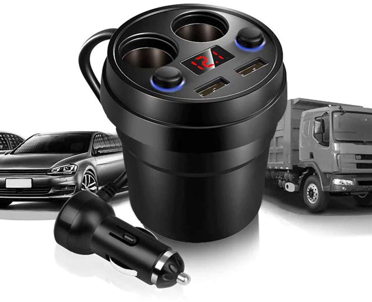 Dailygoods - Multifunctionele Autolader met Dubbel USB en LED Display