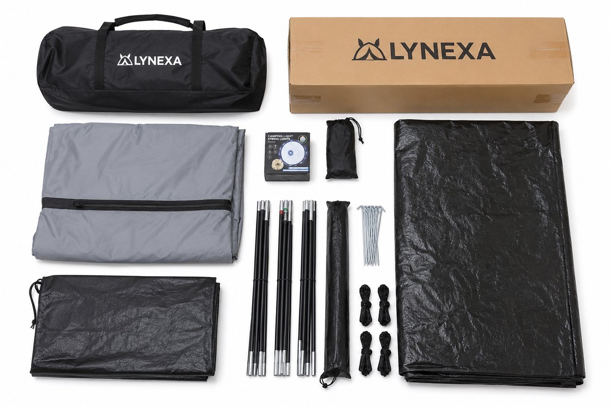 LYNEXA® Tent - Kampeertent - Tunneltent met 2 Compartimenten - Koepeltent - Familietent voor 2 tot 4 Personen - Waterdicht & Windbestendig - Camping tent - Panoramische Ramen & Ventilatie - Voor Camping & Outdoor - Inclusief Draagtas & Campinglamp – foto 7