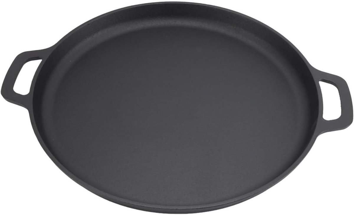 Gietijzeren Pan Platte Koekepan Pannenkoeken Bakken Gelijkmatige Warmte 35cm Diameter Zwart