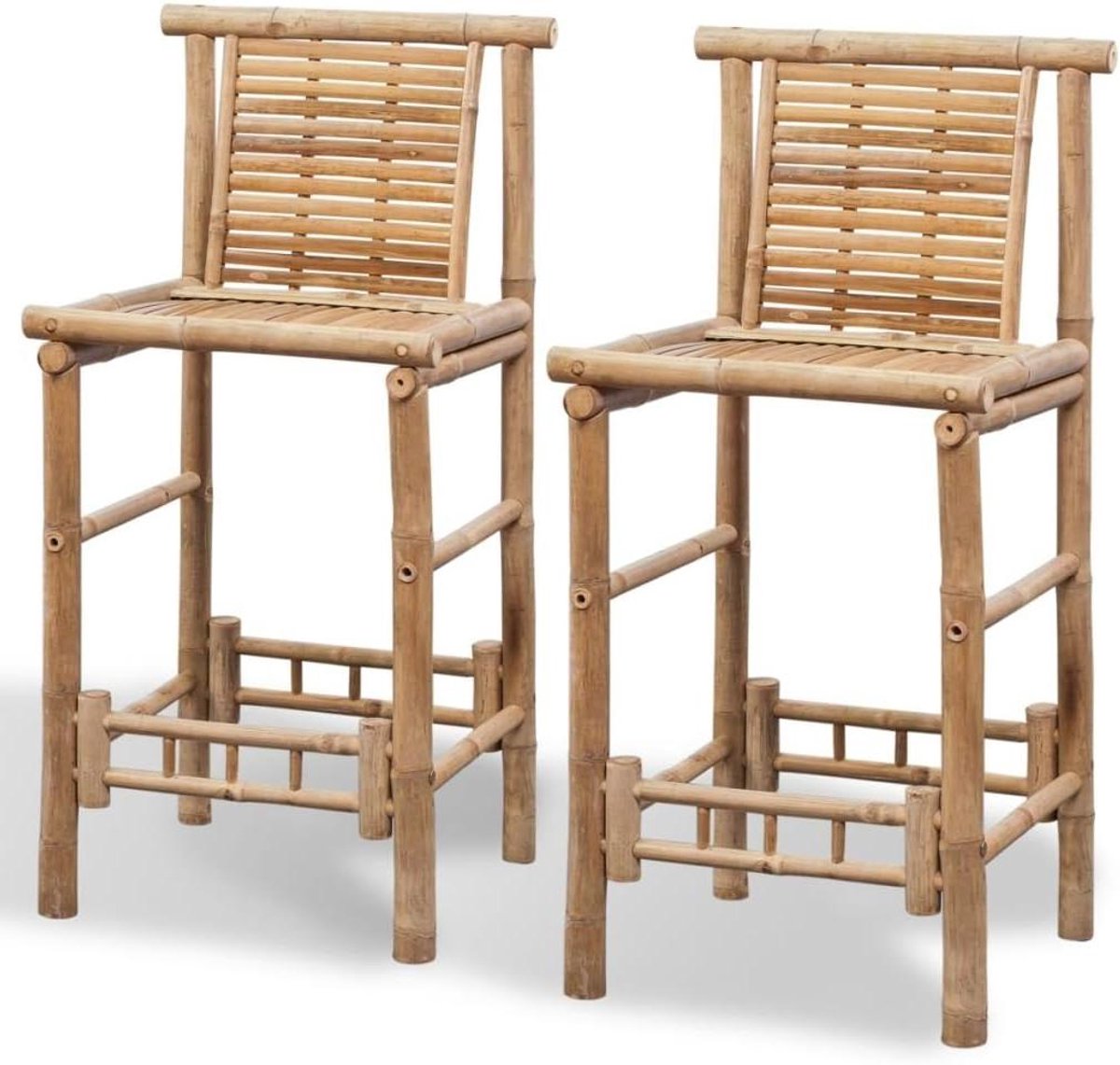 Keukenkruk Set - Hoge stoelen - Aanvulling bar - Robuuste rugleuning - 2 stuks - Bamboe
