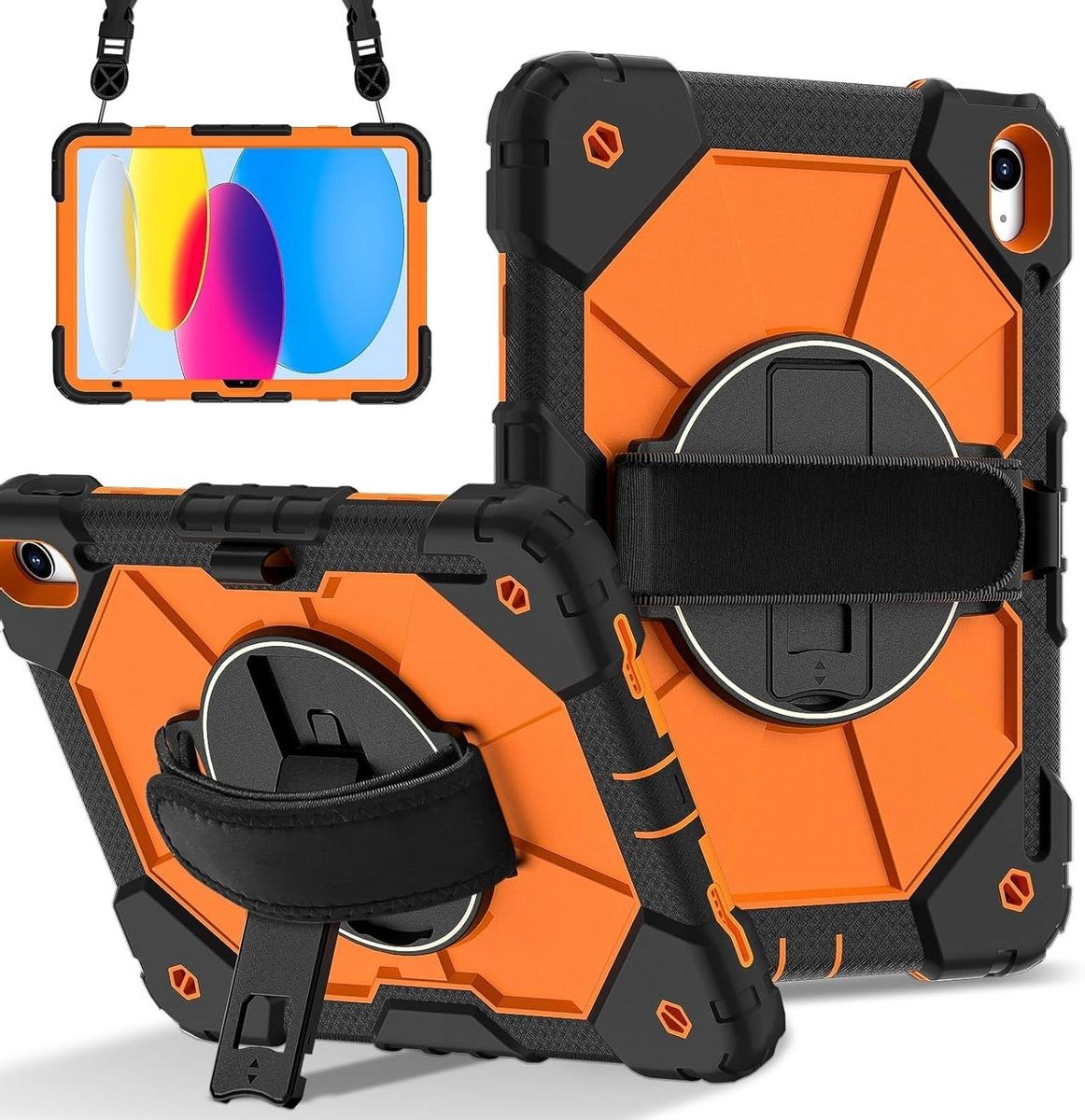 Tablethoes - Beschermhoes - Dagelijks gebruik - Militaire grade bescherming - 11 inch - Zwart Oranje