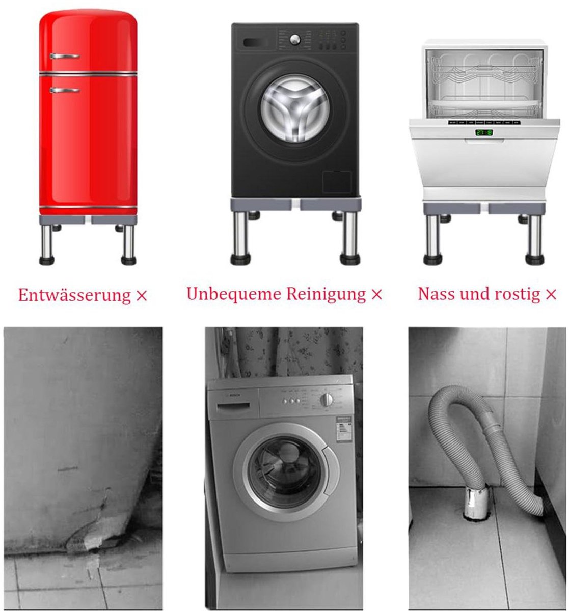 Onderstel, apparaatonderstel, wasmachineonderstel, koelkast-, droger- en vriezeronderstel, in hoogte verstelbaar van 18 tot 21 cm.