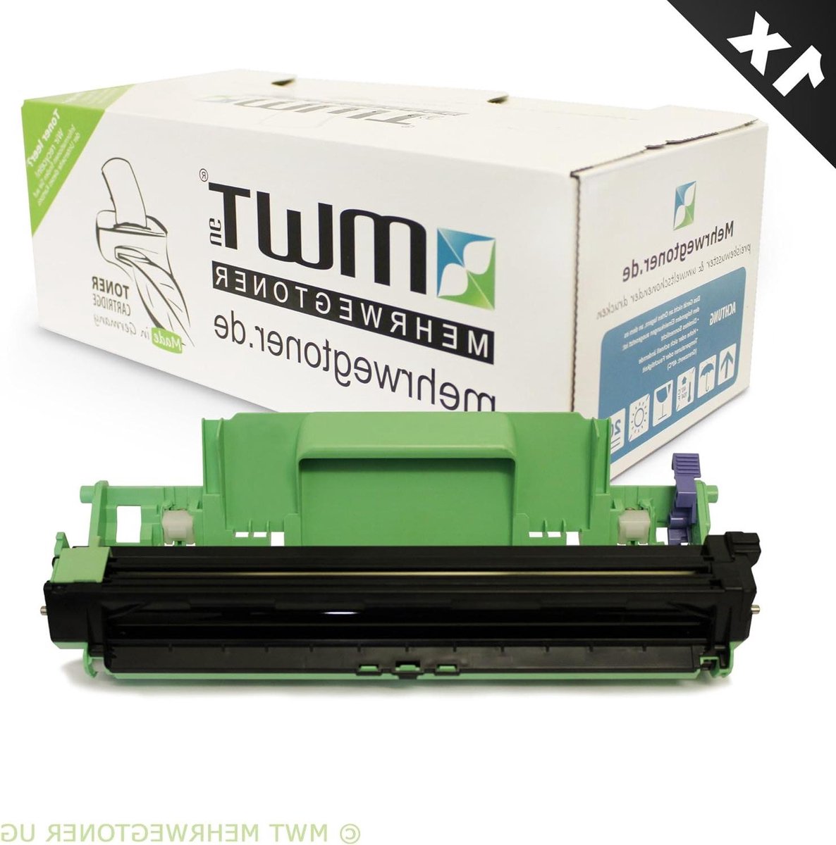 1 x XXL Mehrwegtoner drum voor Brother DCP-1510, DCP-1512A, DCP-1601, DCP-1610W, DCP-1612W, DCP-1616NW, HL-1110R, HL-1112, HL-1201, HL-1210W, HL-1211W, HL-1212W, vervangt Brother DR-1050 originele