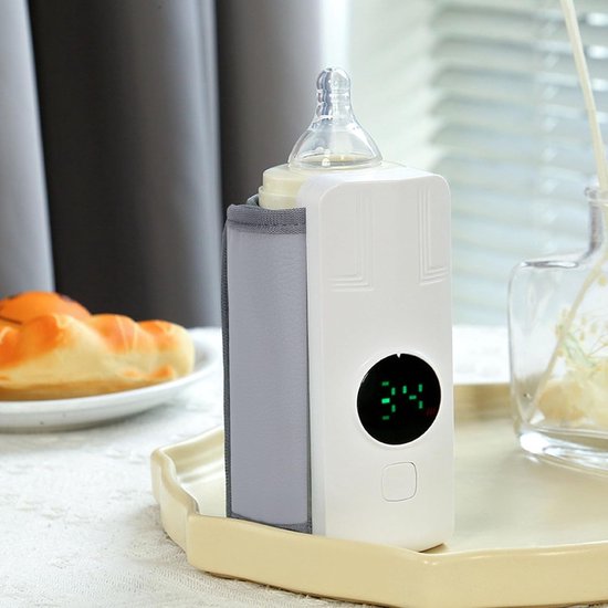 Draagbare Fleswarmer - Babyfles Verwarmer - Onderweg Voeden - Snelle Verwarming - 2000mAh Batterij - Wit — afbeelding 4