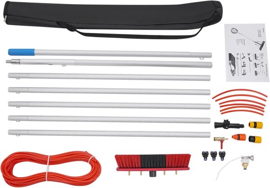 Reinigingsset Zonnepanelen - Raamwasser Telescoop - Hoog Schoonmaken - Lange Telescoopsteel - 8 Meter Bereik - Zilver Rood — afbeelding 4