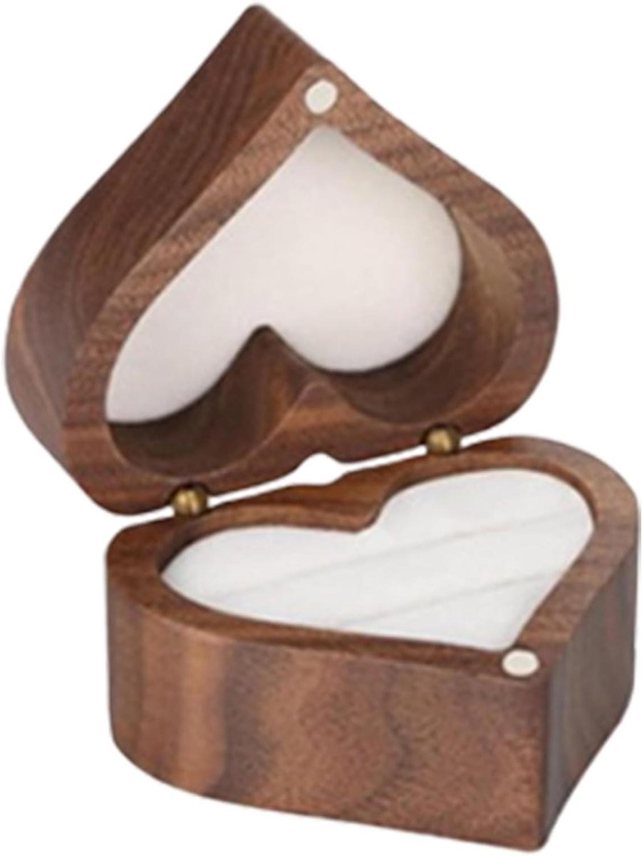 Ringendoosje Hartvorm - Juwelendoosje Verloving - Speciale Momenten - Emotioneel Design - 5.5x3.7 cm - Wit
