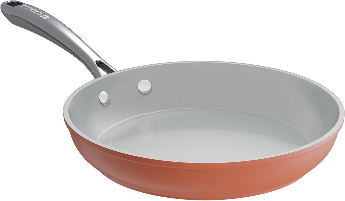 CIARRA Beyond Cookware Keramische koekenpan met antiaanbaklaag 26 cm PTFE & PFOA-vrij ovenbestendig compatibel met alle kookplaten oranje CAFP26-O