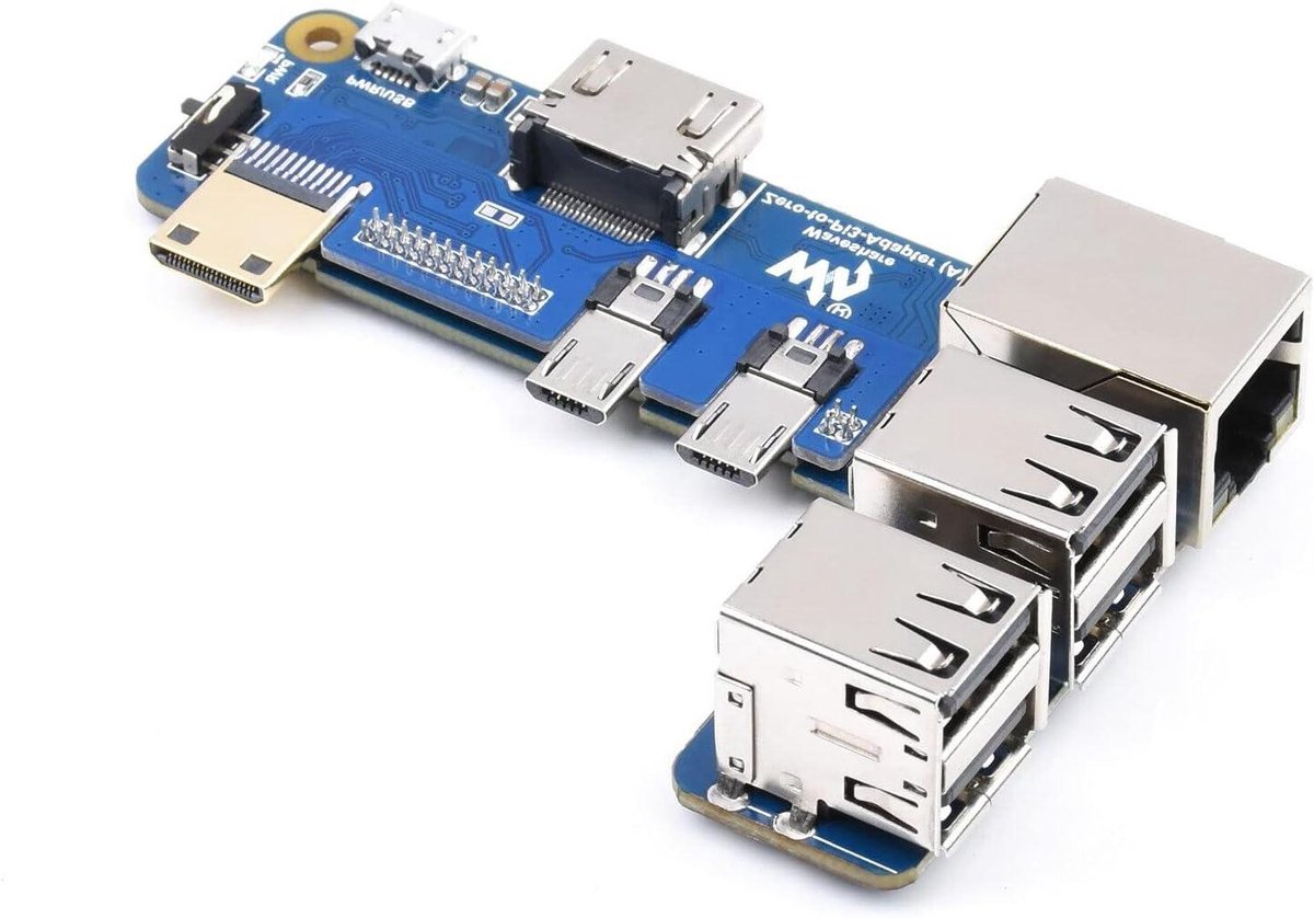 Uitbreidingskaart - Poort Hub - Mini PC Koppelen - Vier USB Poorten - 10 x 8 x 2 cm - Zwart