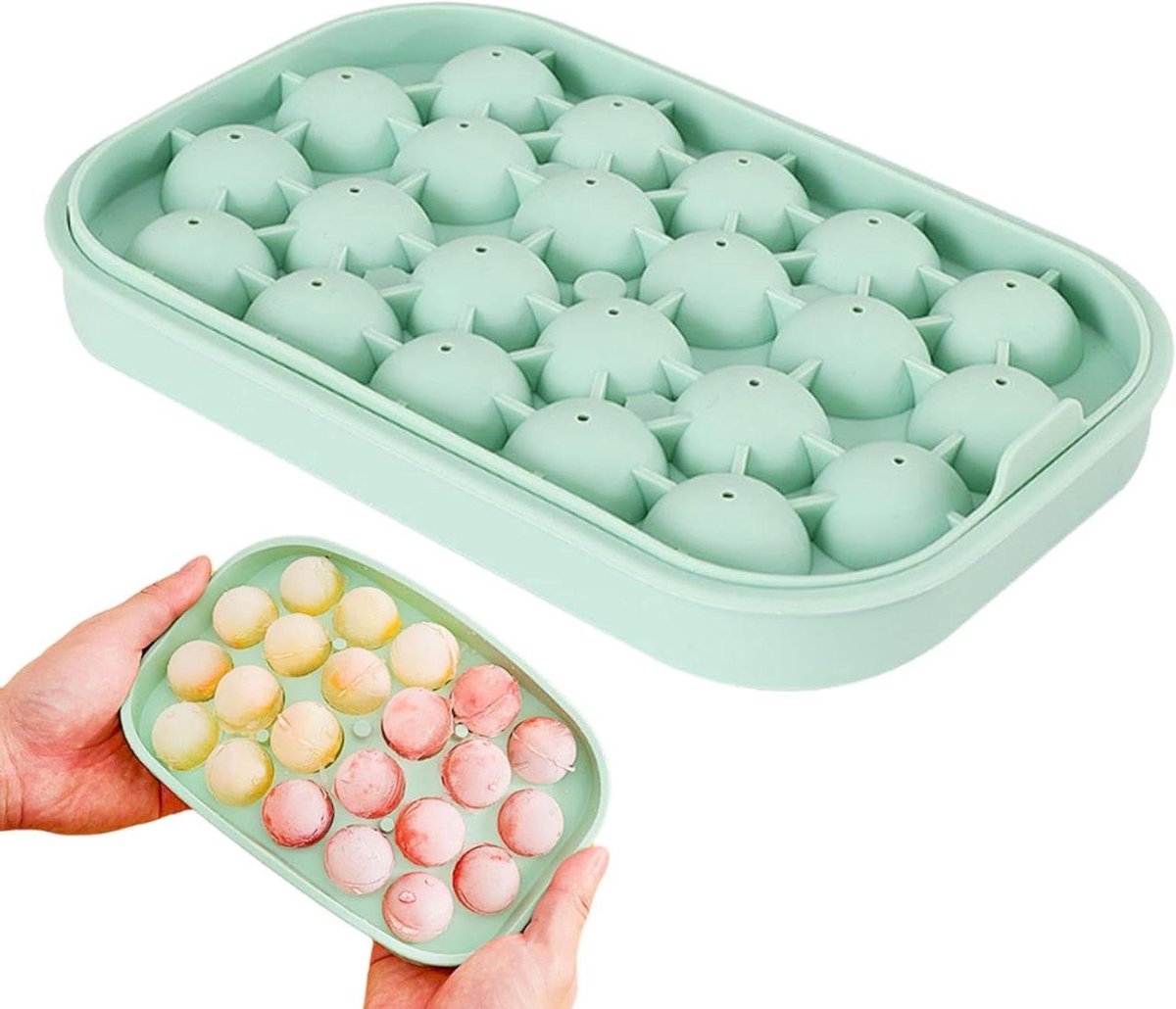 Siliconen Ijsbakje - Ijsvorm Bakjes - Drankjes Koelen - 22 Holtes - 21x14x4 cm - Groen