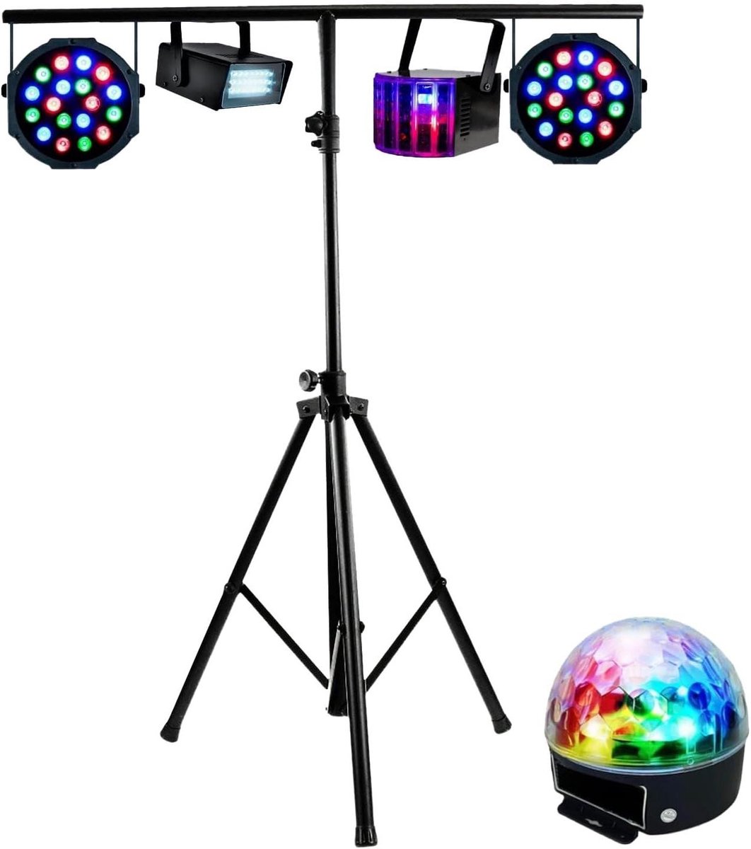 Lichteffecten Set - Feestverlichting Podium - Feestelijke Sfeer Creëren - Verstelbare Statief - Tot 2.80 Meter - Zwart