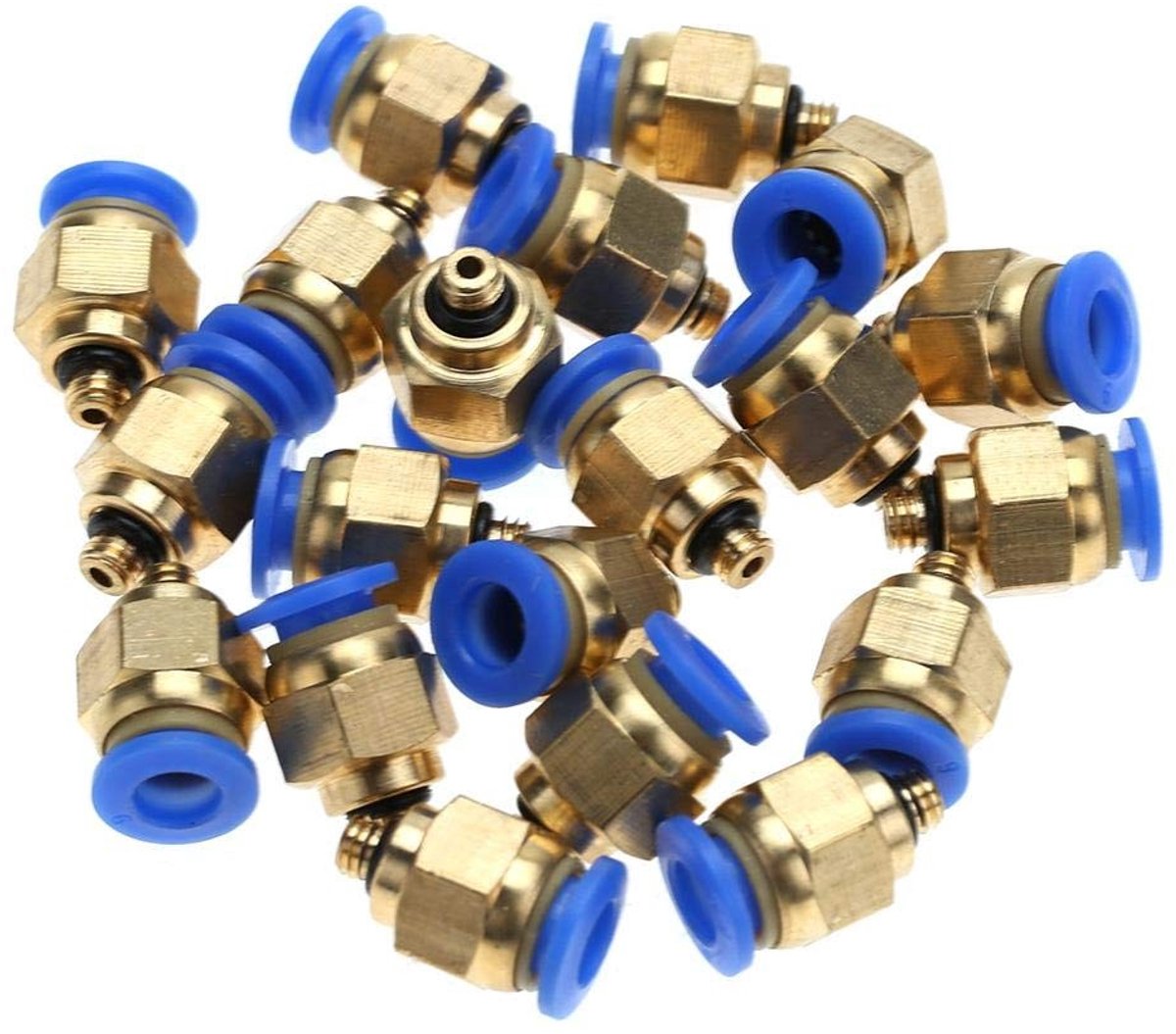 Dailygoods - Dailygoody - Pneumatische Snelkoppelingen - Pushconnector - Snelle Verbinding - Goud - Universele Fitting - 20 Stuks - Geschikt voor 4 mm Slang