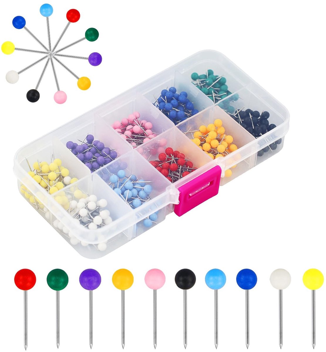 Dailygoods - 500 Stuks Kleurige Kaartspelden met Stalen Punten