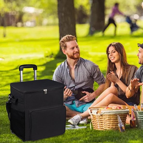 Koelbox met wielen - Isolerende tas - Buitenactiviteiten - Verstelbare handgreep - 35 liter - Zwart — afbeelding 2