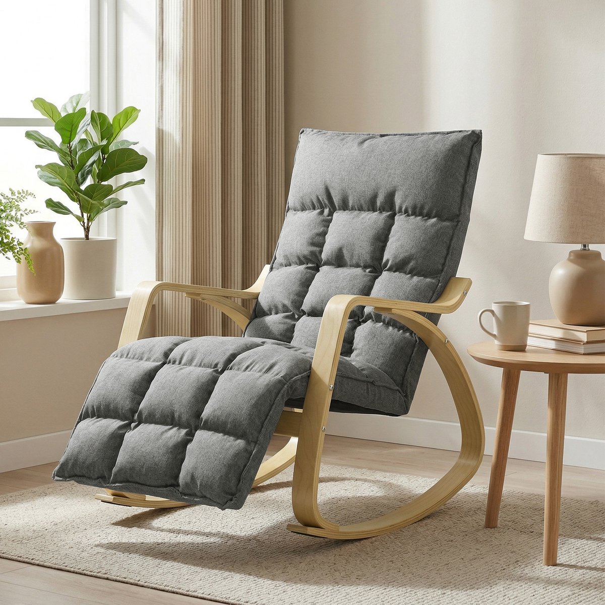 HOMCOM Schommelstoel-Polyester-106L x 67B x 92H cm-Grijs