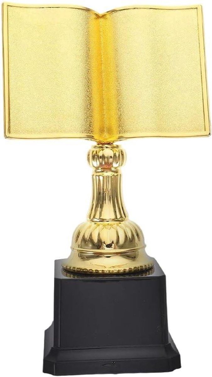 Gouden Trofee Beker - Prijs Bekers - Leeswedstrijd Prijs - Boekvormig Ontwerp - 20 x 11.5 cm - Goud
