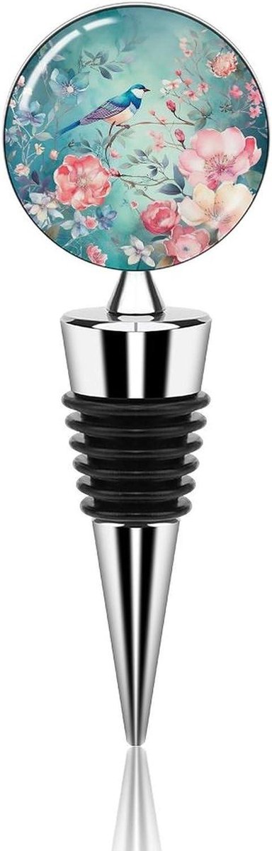 Wijnfles Stop - Fles Kurk - Drank Bewaren - Decoratief Bloem Ontwerp - 4.1 Inch Hoog - Wit