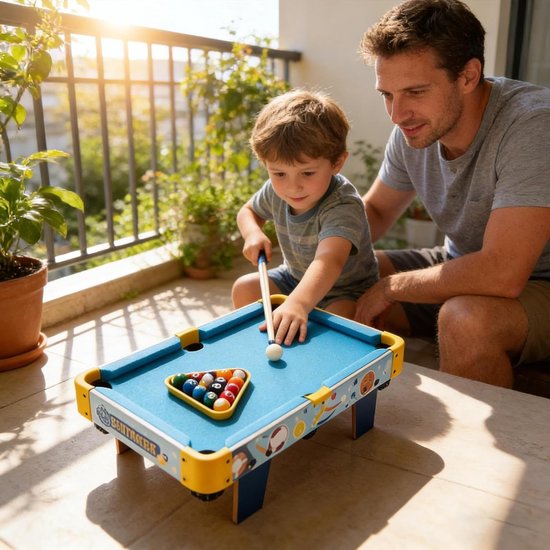 Tafelbiljarttafel - Mini Pooltafel - Interactief Spel - Inklapbaar Ontwerp - 52 x 33 cm - Blauw — afbeelding 5