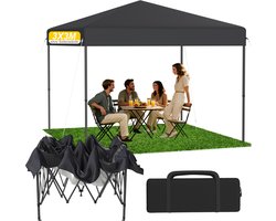 Froadp Antraciete 3x3 m pop-up partytent, inklapbare overkapping met snelle opzetfunctie (één druk op de knop), waterdicht & UV-bestendig, zonder zijpanelen, inclusief draagtas & grondpennen