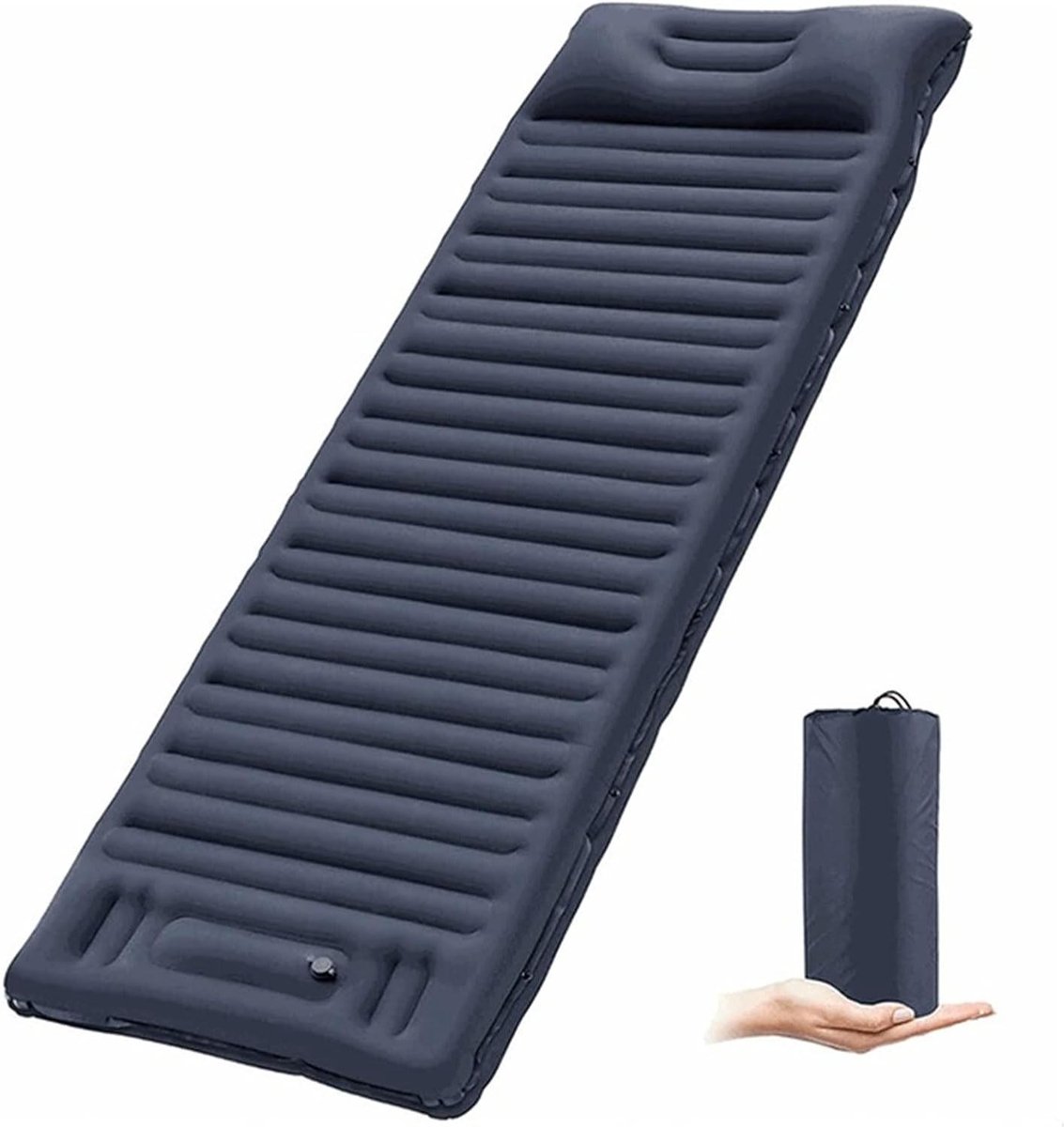 Opvouwbare Luchtmatras - Kampeer Matras - Outdoor slapen - Met ingebouwd kussen - 190x70cm - Donkerblauw