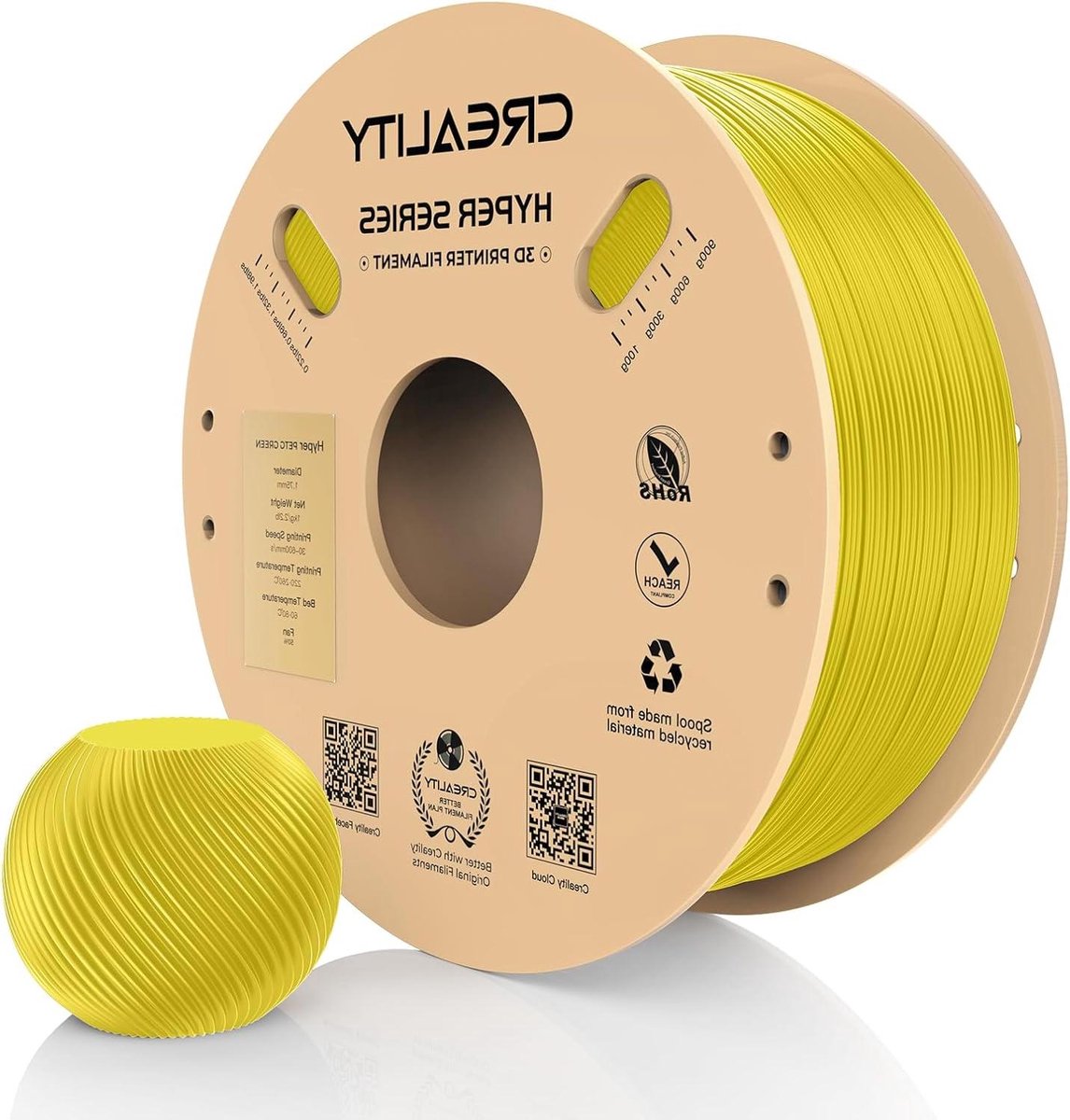 3D Printer Filament - PETG Materiaal - Snel Printen - Verbeterde Taaiheid - 1 kg - Geel
