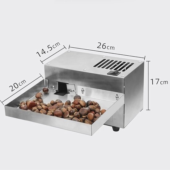 Automatische Kastanjeschiller - Commerciële Machine - Snel Noten Klieven - Regelbare Grootte - 40kg Per Uur - Zilverkleurig — afbeelding 5
