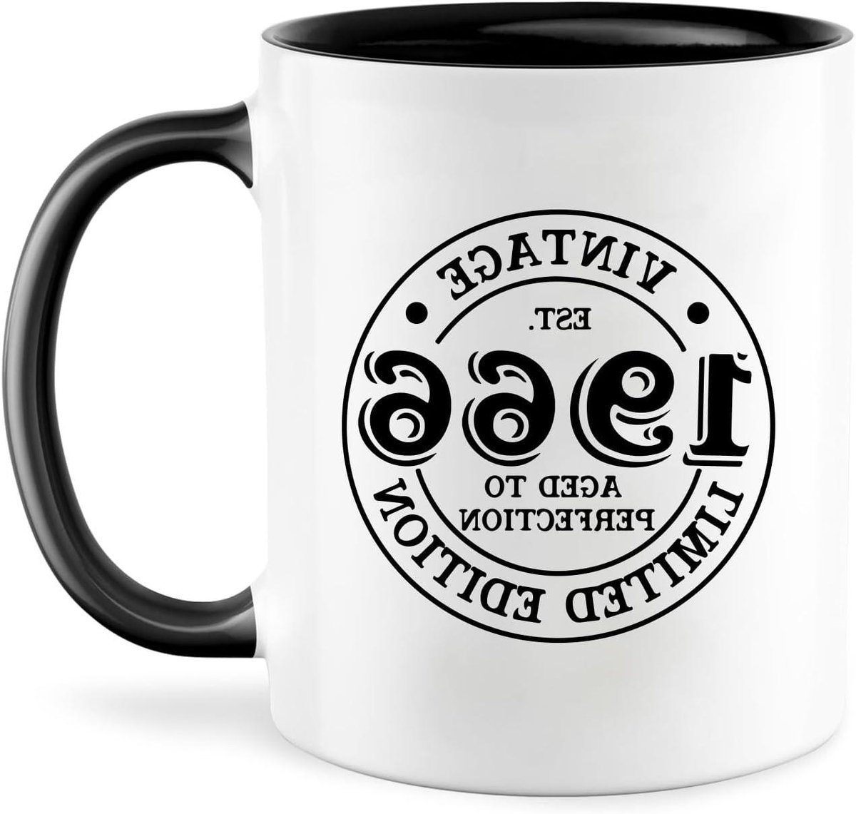 Keramische mok - Verjaardagsmok cadeau - Thee en koffie - Vintage 1966 design - 350 ml - Wit